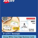 Avery Clean Edge Printable Business Cards with Sure Feed Technology, 2" x 3.5", Glossy White, 200 Blank Cards for Inkjet Printers (8859)